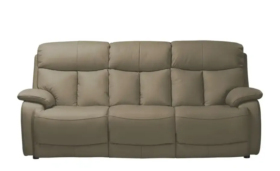 Wohnwert Sofa 3-sitzig aus Echtleder mit manueller Relaxfunktion Ambra | Taupe