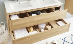 Wohnwert Waschtischunterschrank Capri | Eiche, 2 Siphon-Ausschnitte