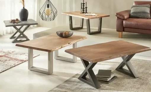Woodford Couchtisch Alabria | LBH 75 x 75 x 45 cm, Kufen (X-förmig)