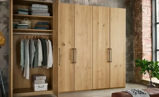 Woodford Drehtürenschrank, 6-türig teilmassiv Smilla | ohne Passepartoutrahmen, 216 cm