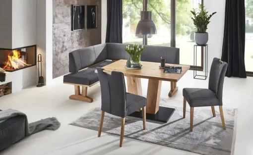 Woodford Eckbank  massiv Mila | Graphit, ca, 152 x 222 cm