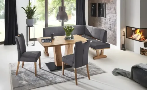 Woodford Eckbank  massiv Mila | Graphit, ca, 202 x 152 cm