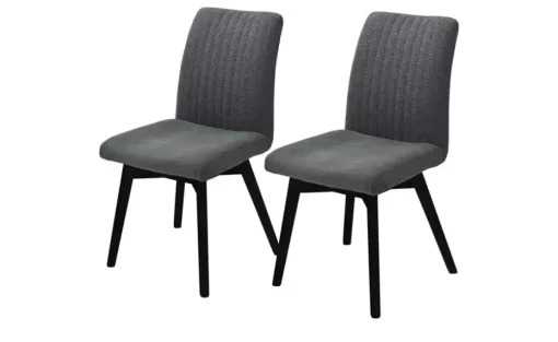 Woodford 2er Set Polsterstuhl im 2er Set Menda | Anthrazit, Buche, Schwarz, lackiert