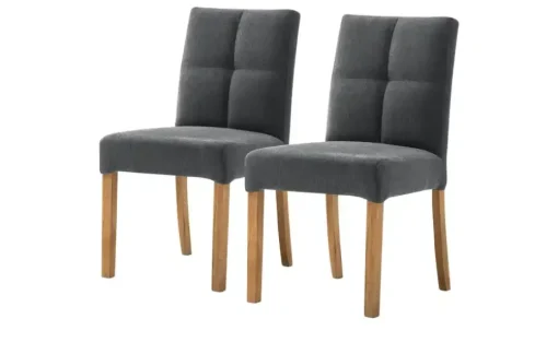 Woodford Esszimmerstuhl im 2er Set Mako | Anthrazit, Webstoff fein