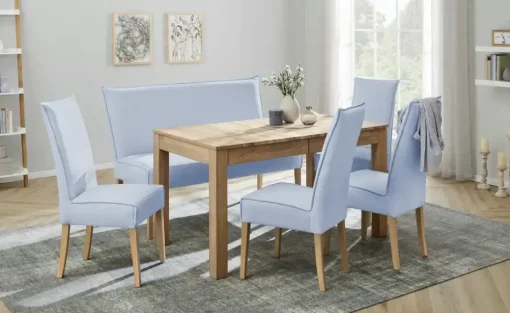 Woodford Esszimmerstuhl mit hoher Lehne Gerda | Hellblau, Eiche
