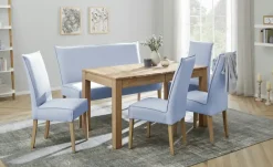 Woodford Esszimmerstuhl mit hoher Lehne Gerda | Hellblau, Eiche bianco