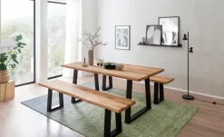 Woodford Kufenbank massiv Malaisa | 160 cm, mit Baumkante