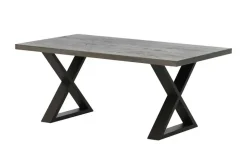 Woodford Massivholztisch Pantheon | Eiche Grau, Kufen (X-förmig)