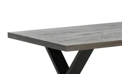 Woodford Massivholztisch Pantheon | Eiche Grau, Kufen (X-förmig)