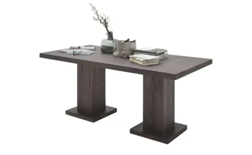 Woodford Säulentisch Moe | Eiche, Dunkelbraun, lackiert, 180 cm