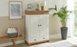 Wäscheschrank Massivholz, 2-türig Fehmarn | Weiß, Eiche
