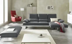 W.SCHILLIG Ecksofa aus Mikrofaser Broadway | Anthrazit, rechts