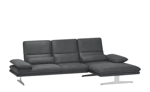 W.SCHILLIG Ecksofa aus Mikrofaser Broadway | Anthrazit, rechts